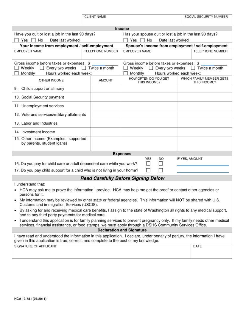 Hca 13 781 Form ≡ Fill Out Printable PDF Forms Online