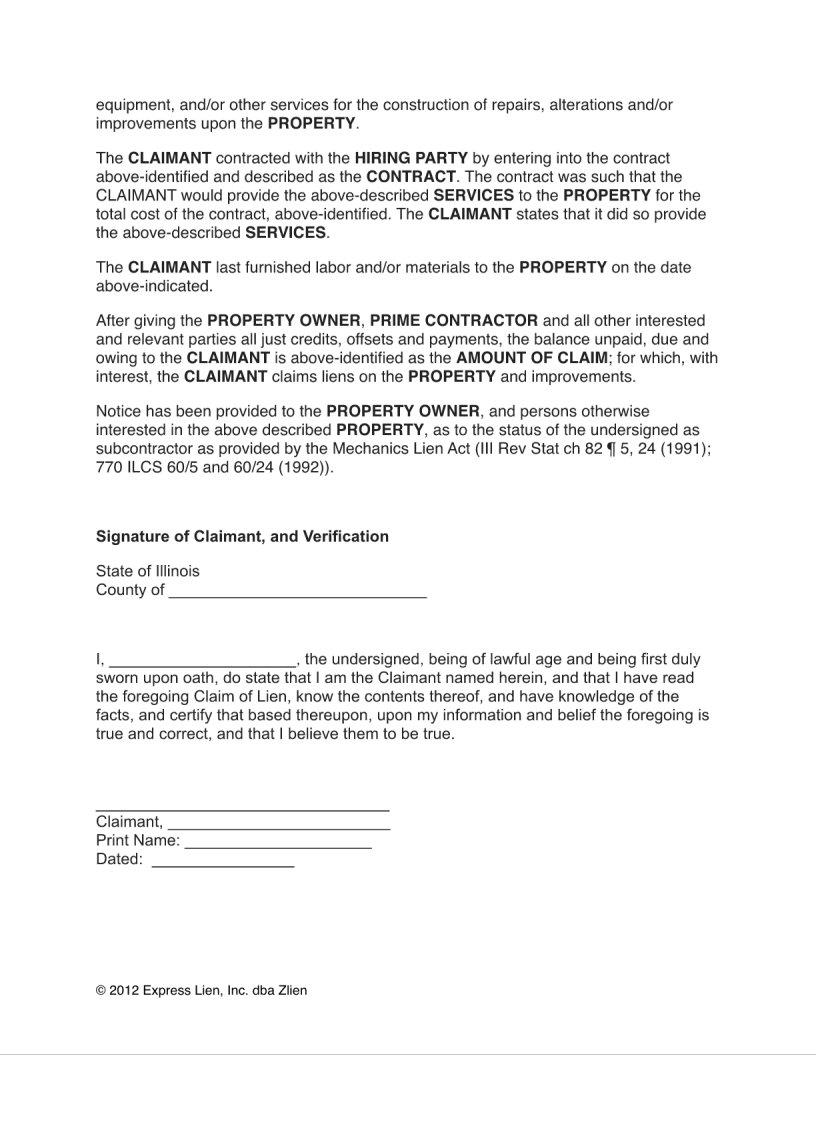 Illinois Notice Lien Form ≡ Fill Out Printable PDF Forms Online