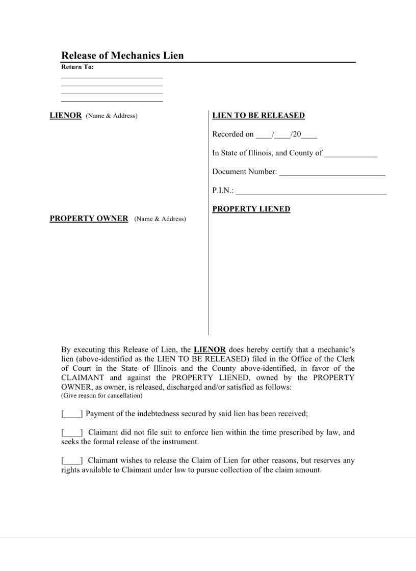 Illinois Notice Lien Form ≡ Fill Out Printable PDF Forms Online