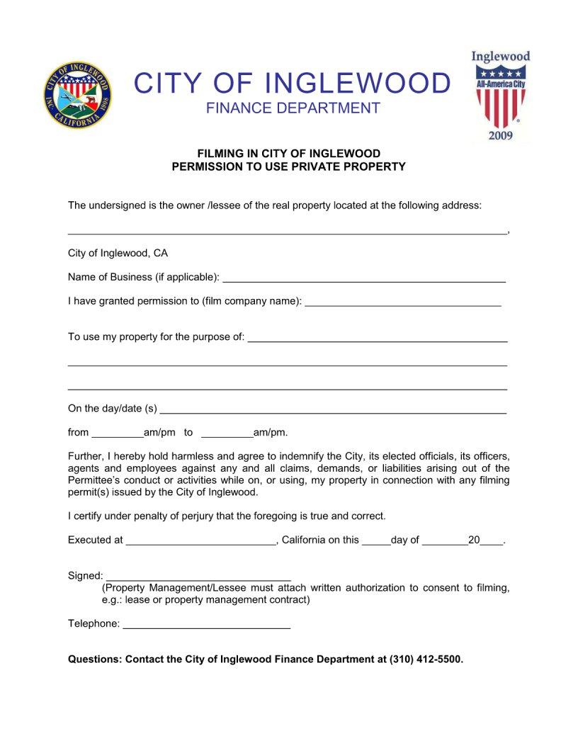 Inglewood Permit Form ≡ Fill Out Printable PDF Forms Online