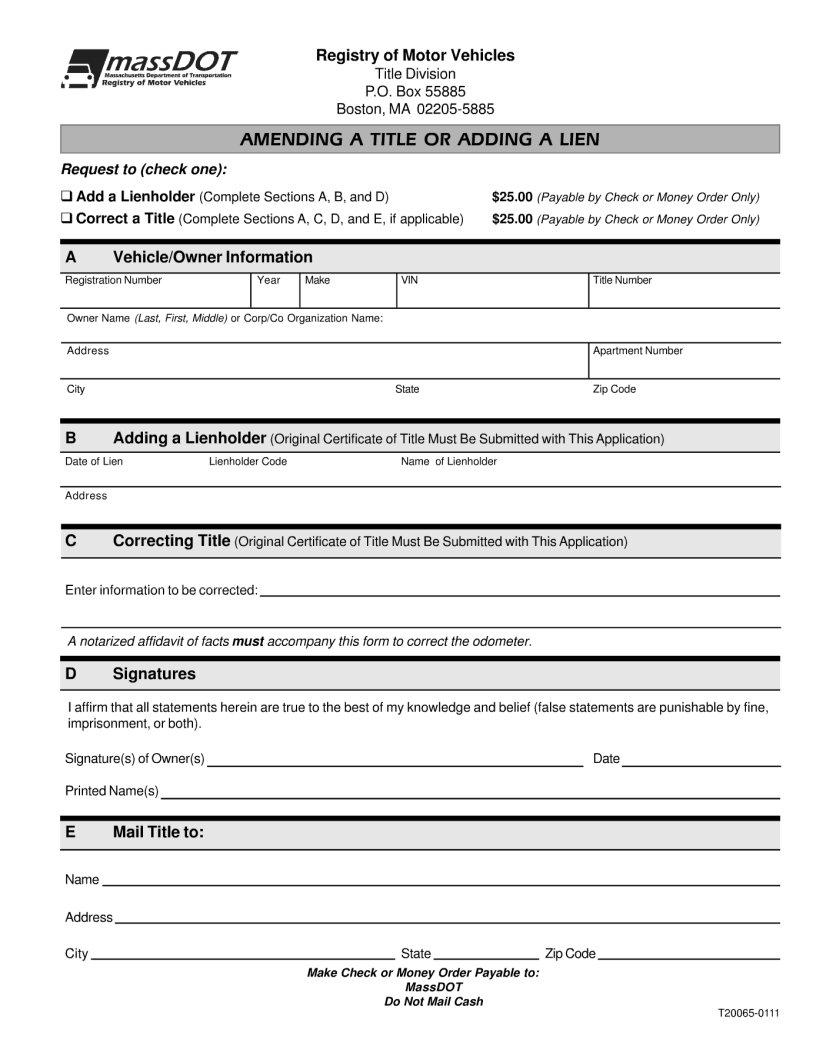 Massachusetts Lien Form ≡ Fill Out Printable PDF Forms Online