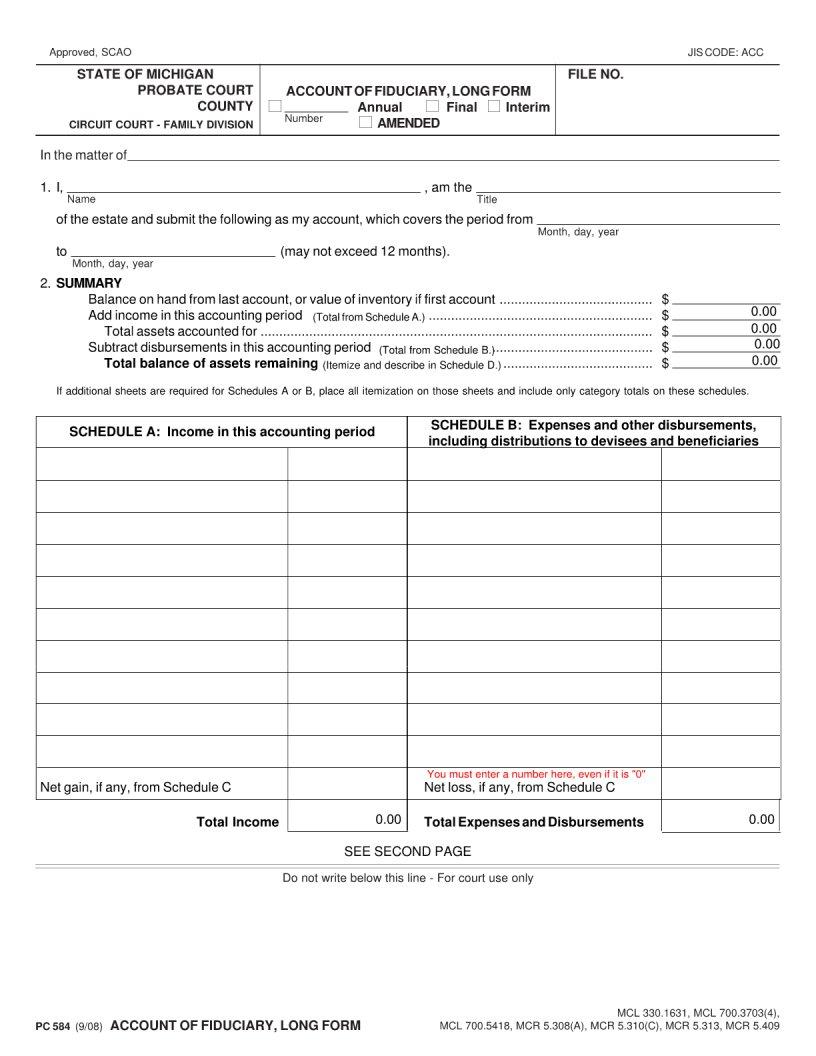 Michigan Form Pc 584 ≡ Fill Out Printable PDF Forms Online