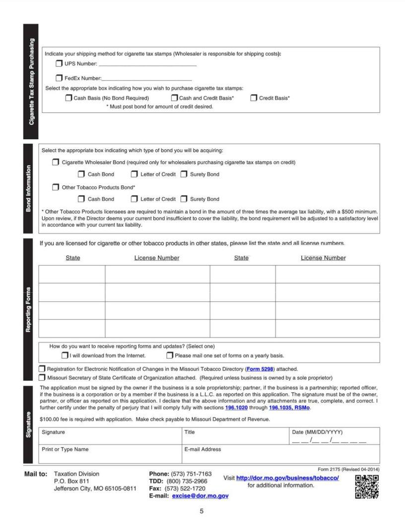 Missouri Form 2175 ≡ Fill Out Printable PDF Forms Online