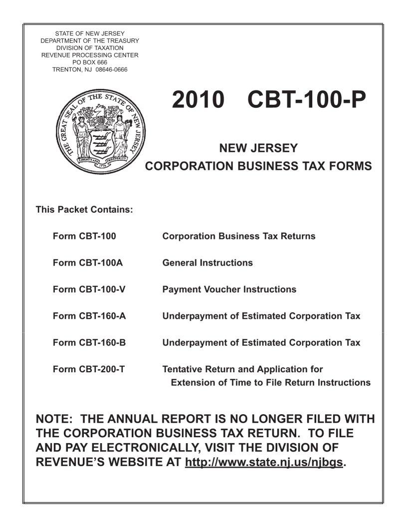 New Jersey Form Cbt 100 ≡ Fill Out Printable PDF Forms Online