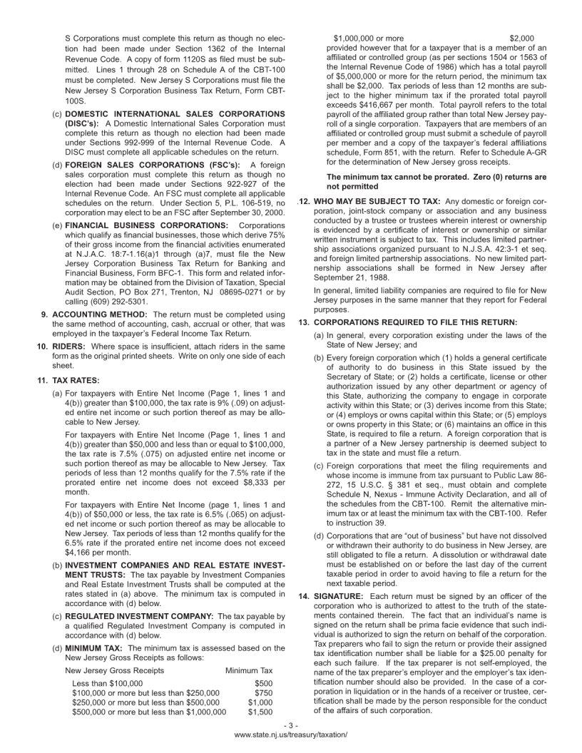 New Jersey Form Cbt 100 ≡ Fill Out Printable PDF Forms Online