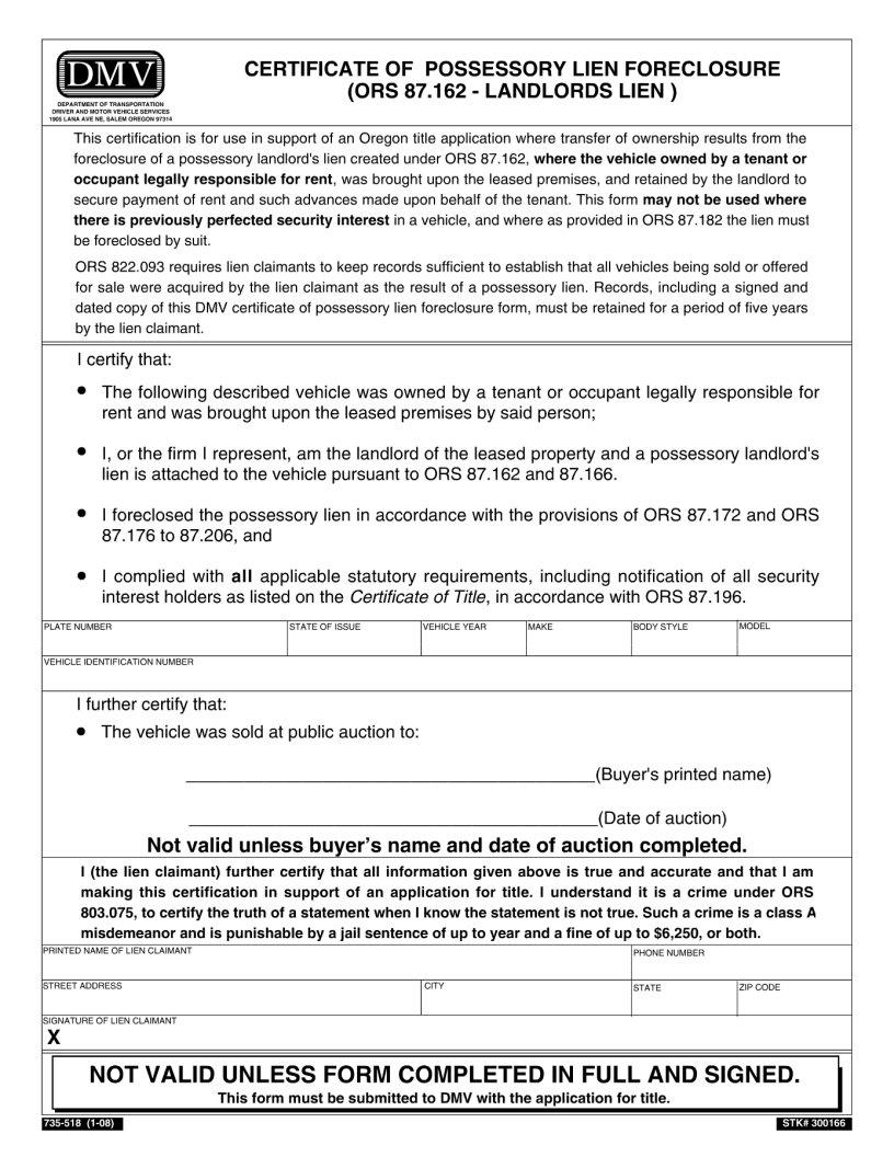 Oregon Abandoned Vehicles Form ≡ Fill Out Printable PDF Forms Online
