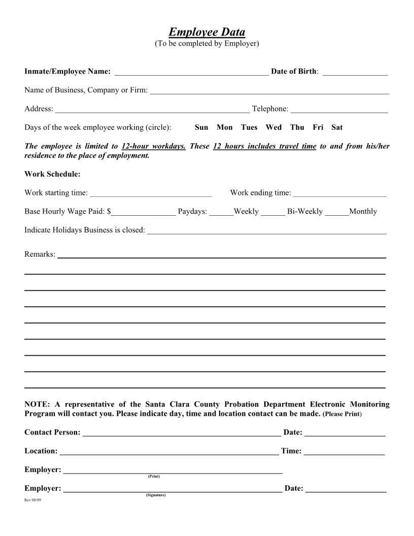 Santa Clara Emp Form ≡ Fill Out Printable PDF Forms Online