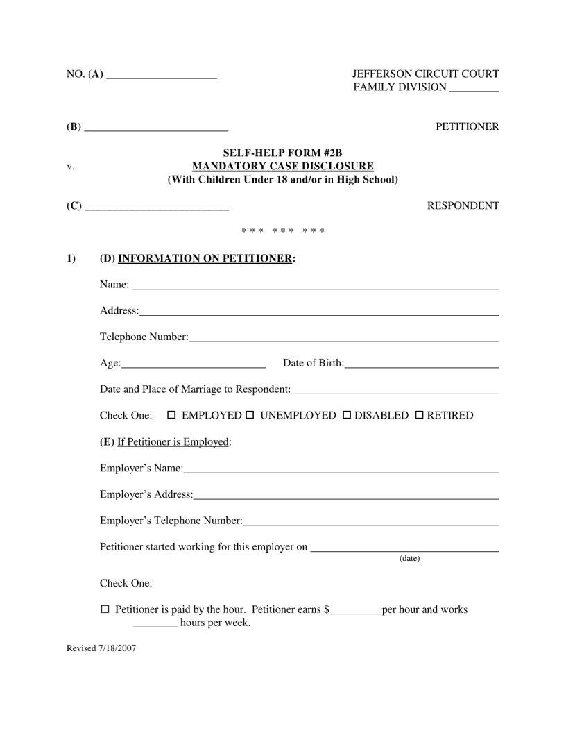 Self Help Form 1B ≡ Fill Out Printable PDF Forms Online
