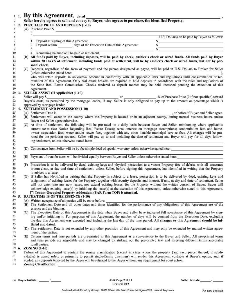 Standard Agreement For Real Estate Sale PDF Form FormsPal