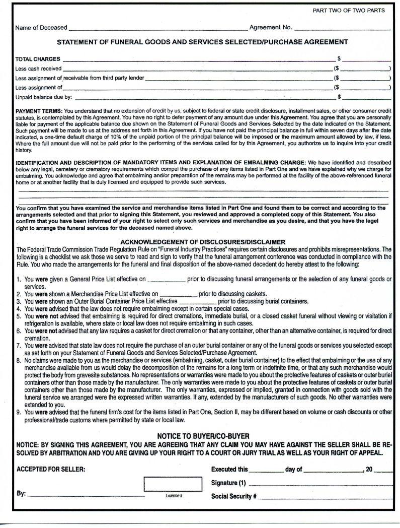 Statement Of Funeral Goods And Services PDF Form FormsPal