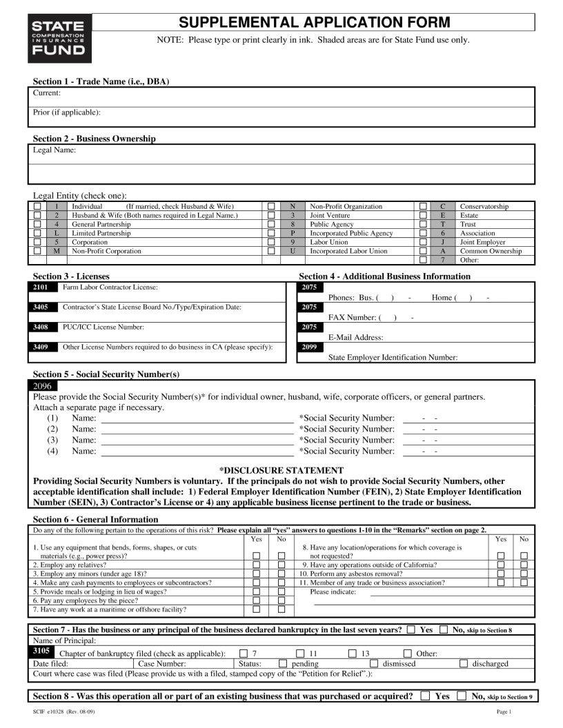 Supplemental Application Form ≡ Fill Out Printable PDF Forms Online