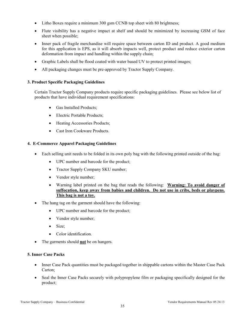 Tractor Supply Vendor Requirements Manual PDF Form FormsPal