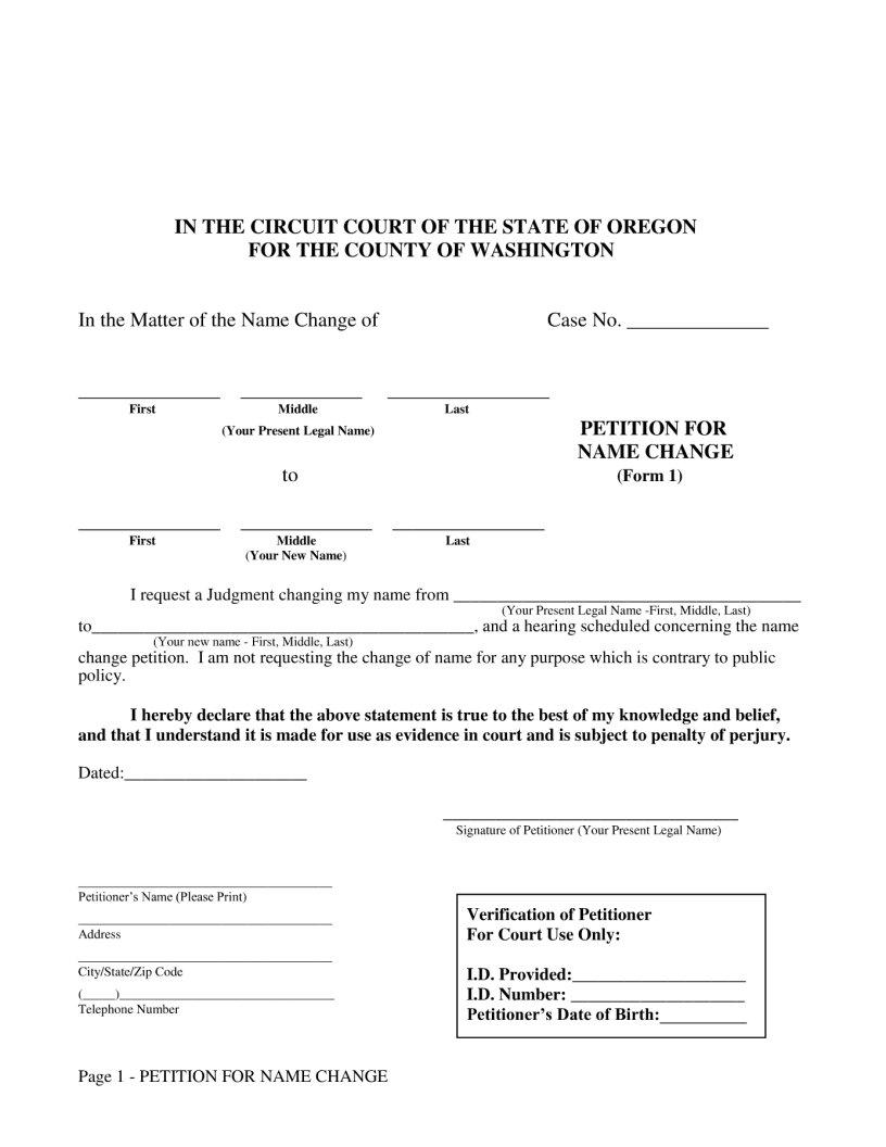 Washington County Name Change PDF Form FormsPal