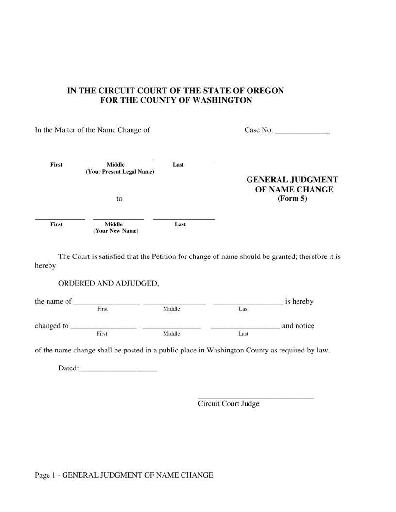 Washington County Name Change PDF Form FormsPal