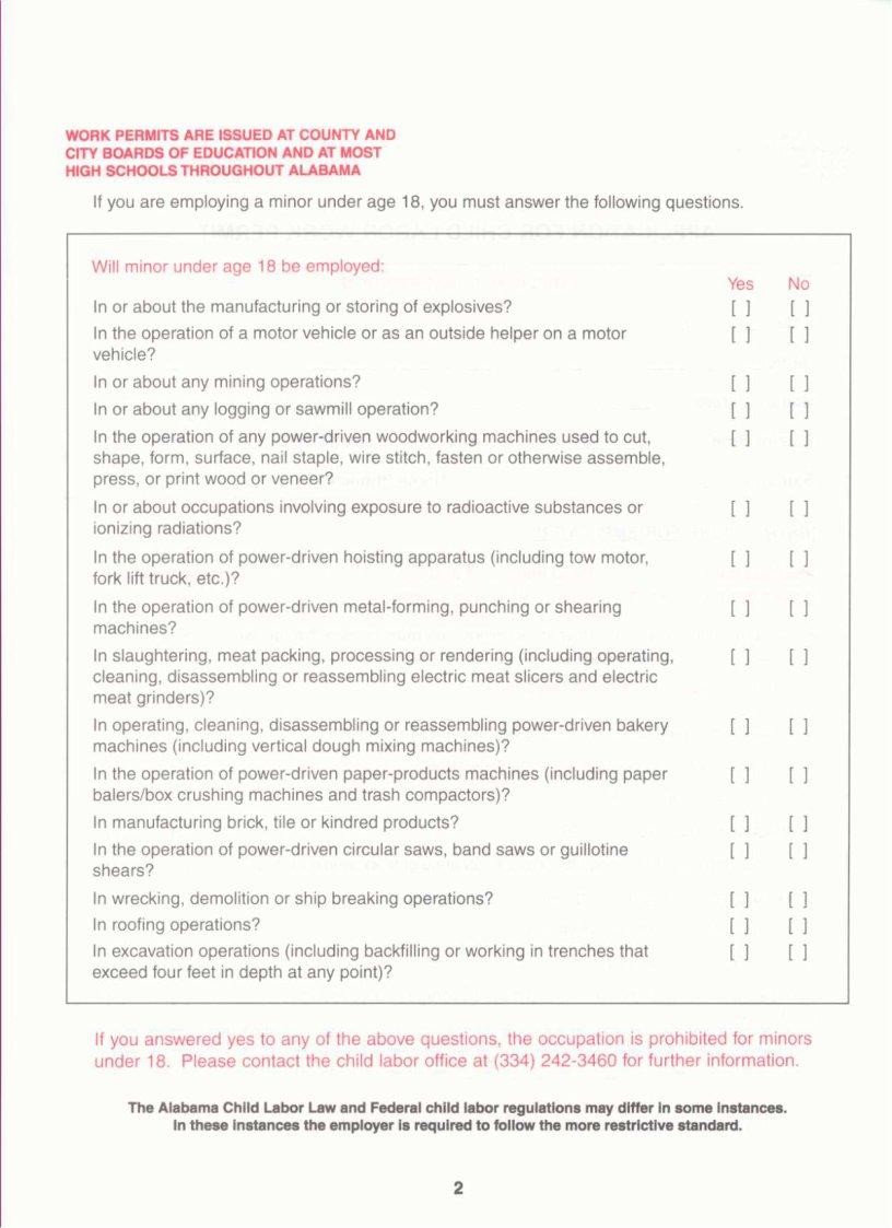 Work Permit Alabama Form ≡ Fill Out Printable PDF Forms Online
