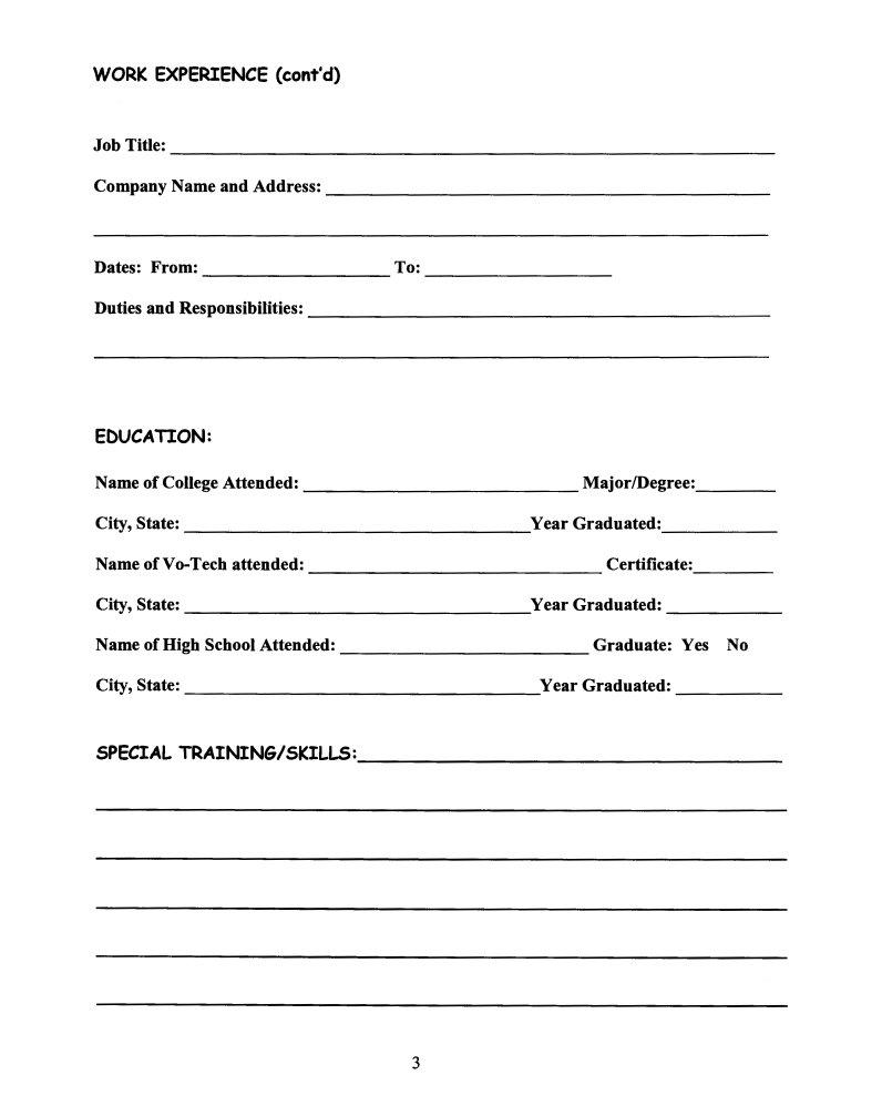 Fill In The Blank Resume Worksheet PDF Form - FormsPal