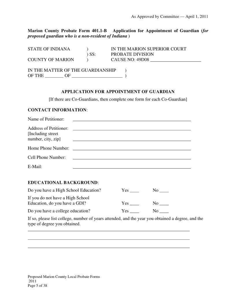 Marion County Probate Form ≡ Fill Out Printable PDF Forms Online