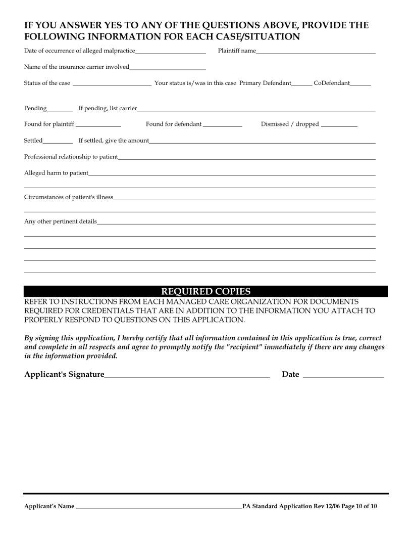 Pennsylvania Standard Application PDF Form FormsPal