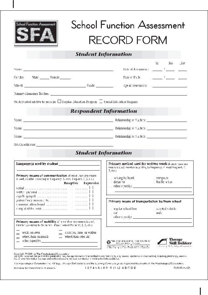 School Function Assessment PDF Form FormsPal
