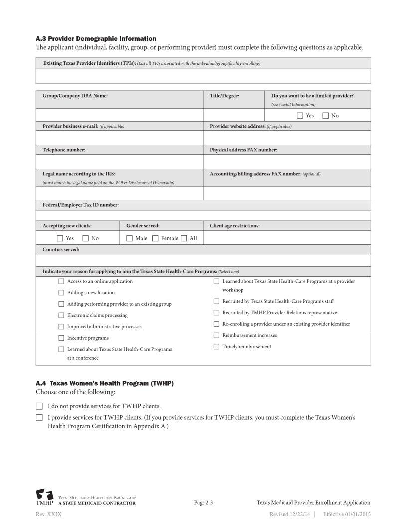 Texas Medicaid Provider Application PDF Form FormsPal