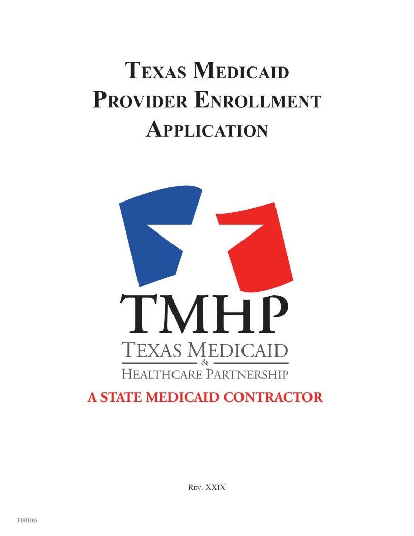 Texas Medicaid Provider Application PDF Form FormsPal