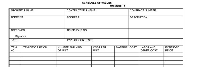 Schedule Of Values Form ≡ Fill Out Printable PDF Forms Online
