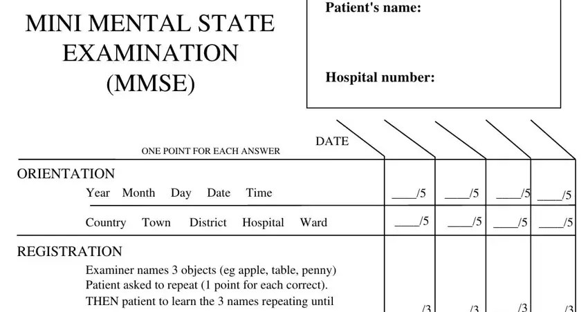 Mmse Form ≡ Fill Out Printable PDF Forms Online
