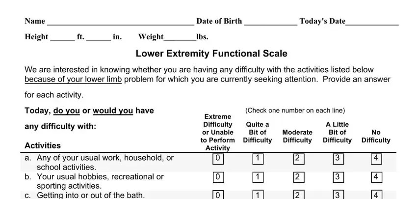Lower Extremity Functional Scale PDF Form - FormsPal