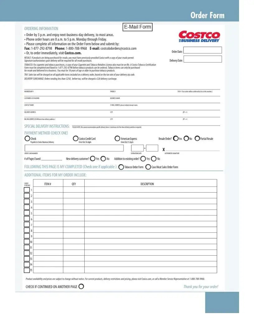Costco Cigarettes Order Form ≡ Fill Out Printable PDF Forms Online