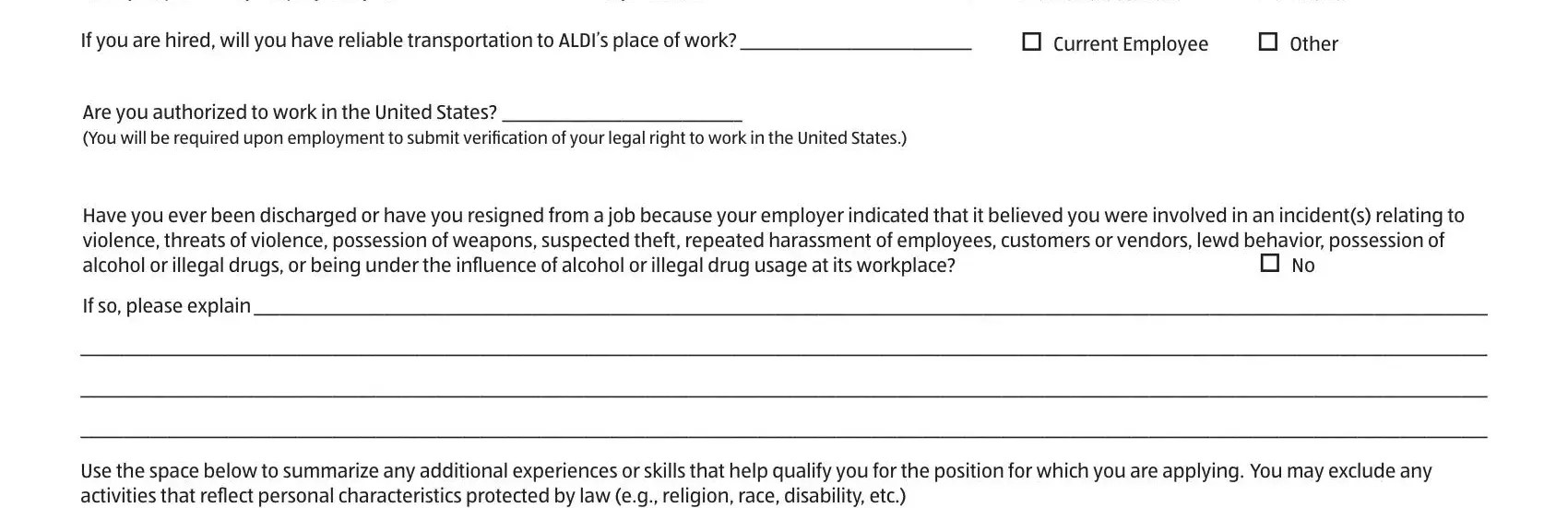 Aldi Application Form ≡ Fill Out Printable PDF Forms Online