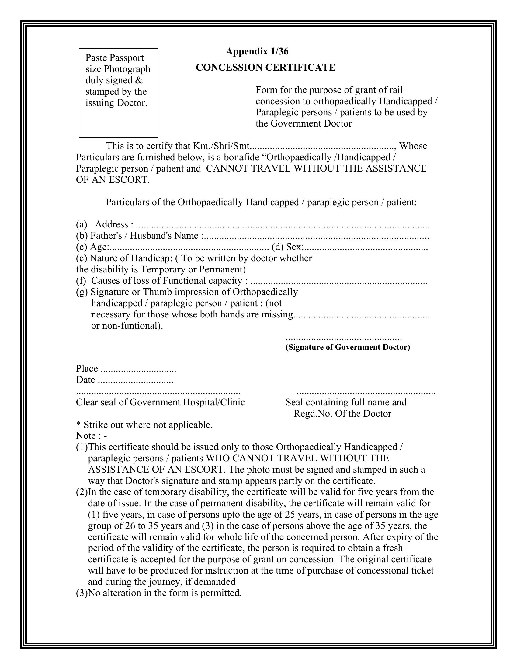 Appendix 1 36 Concession Certificate PDF Form FormsPal