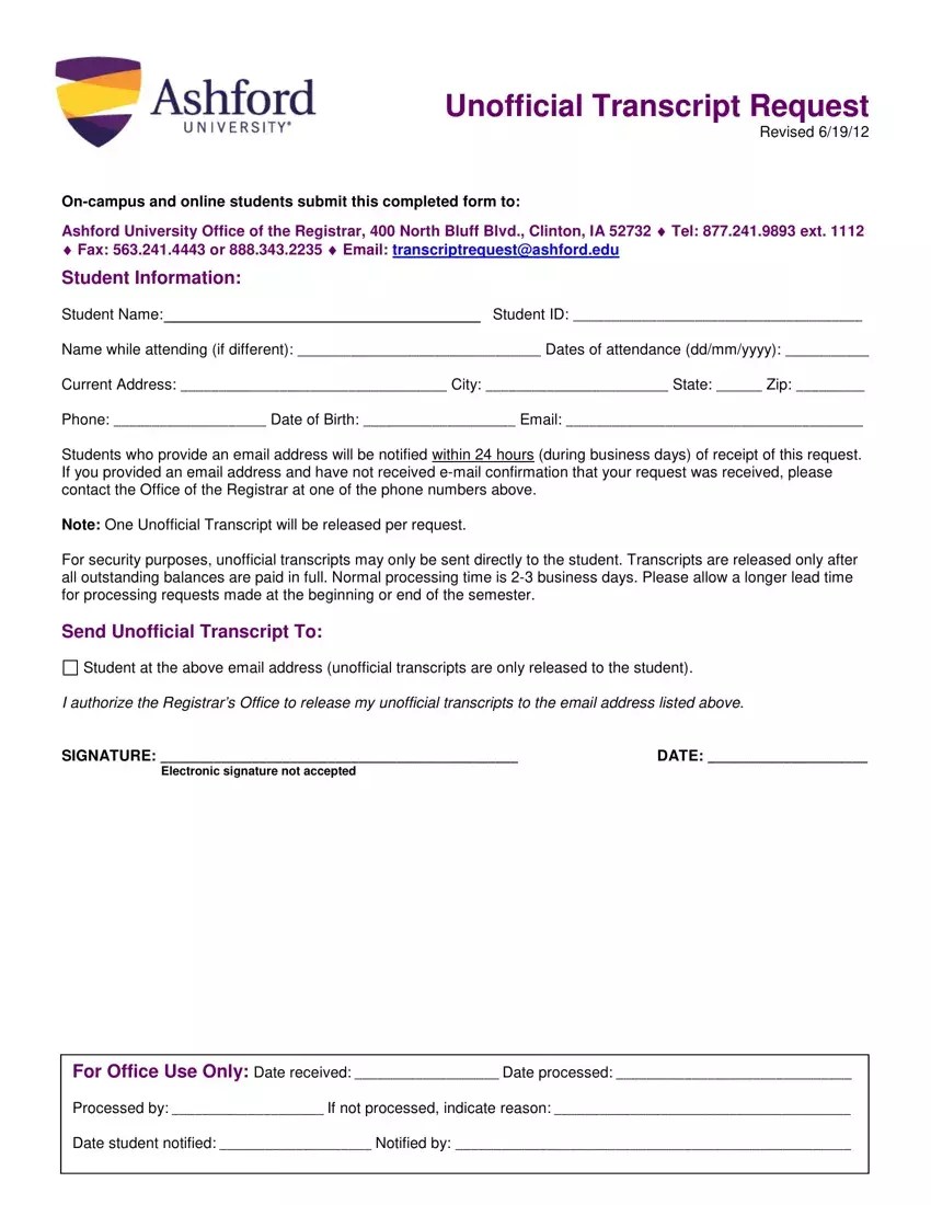 Ashford University Transcript ≡ Fill Out Printable PDF
