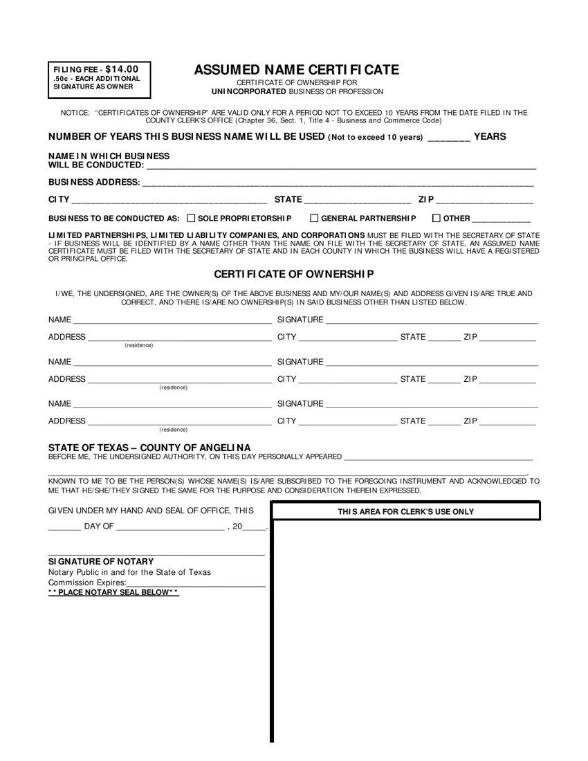Assumed Name Certificate ≡ Fill Out Printable PDF Forms Online
