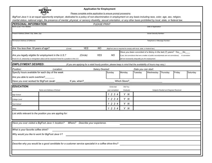 Bigfoot Java Application ≡ Fill Out Printable PDF Forms Online