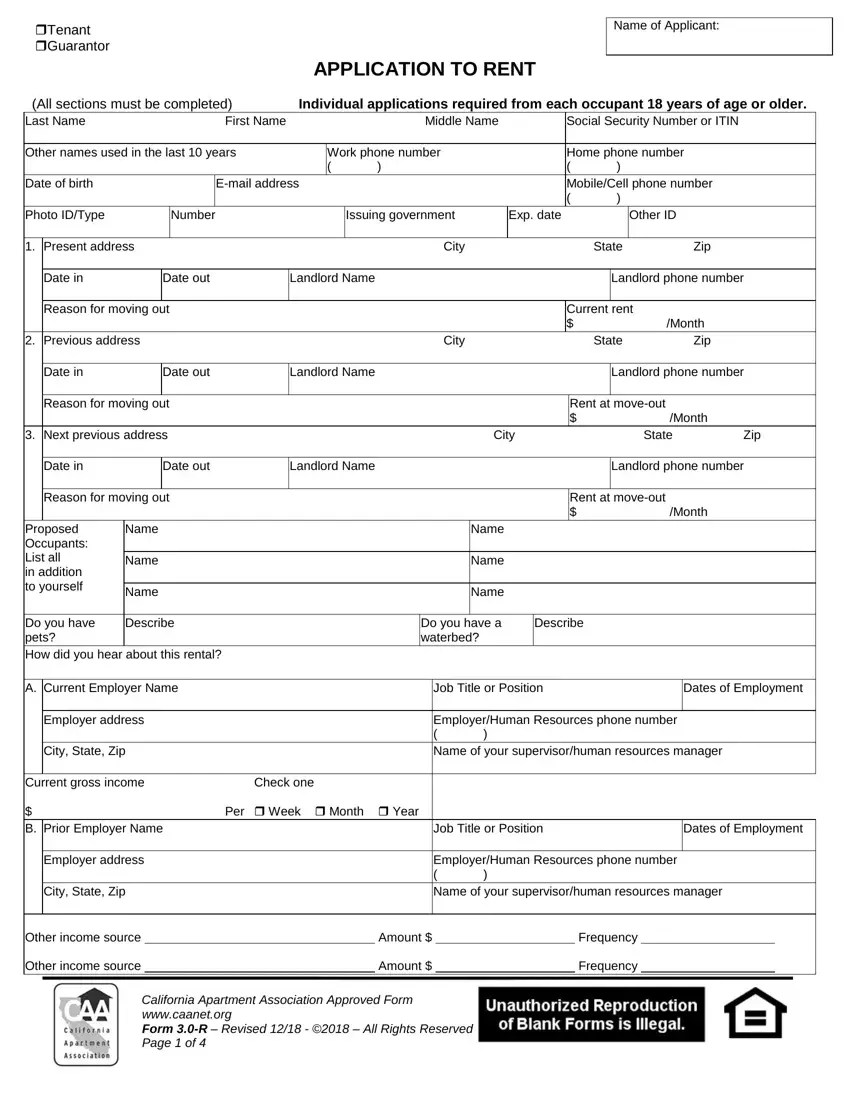 Caa Application Rent ≡ Fill Out Printable PDF Forms Online
