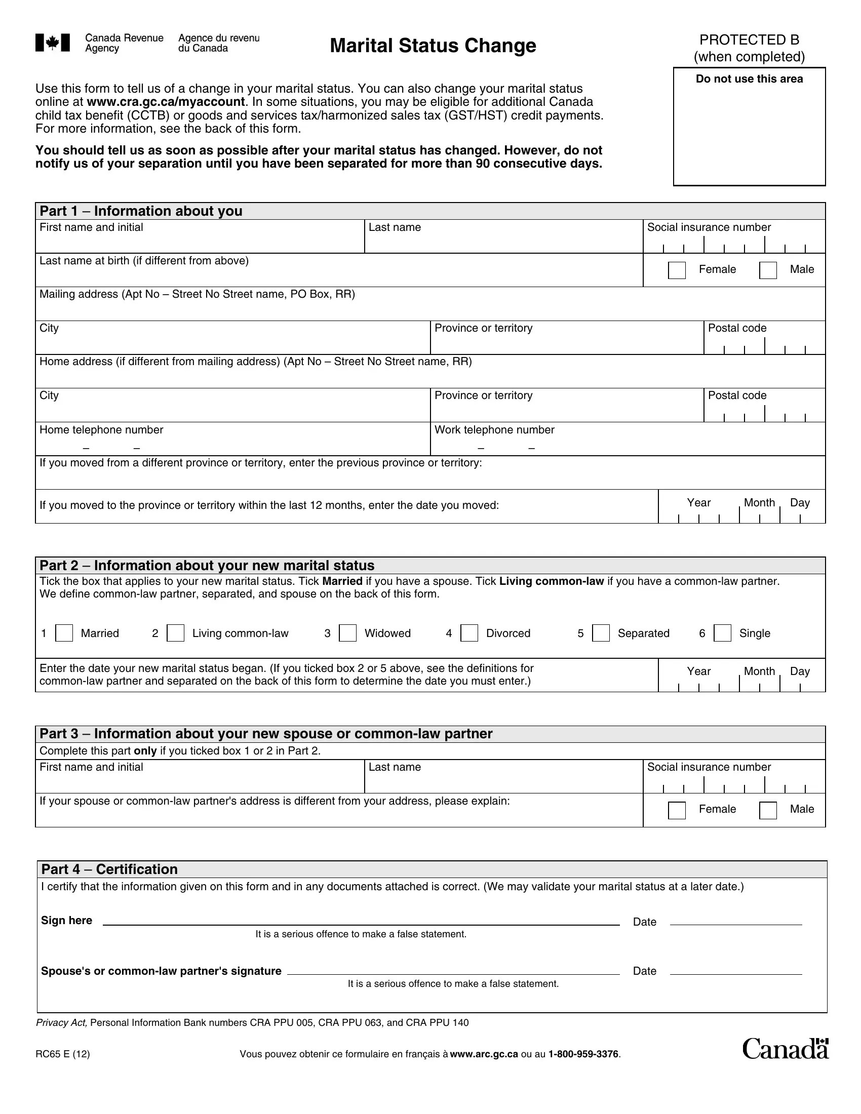 Canada Form Rc65 E ≡ Fill Out Printable PDF Forms Online