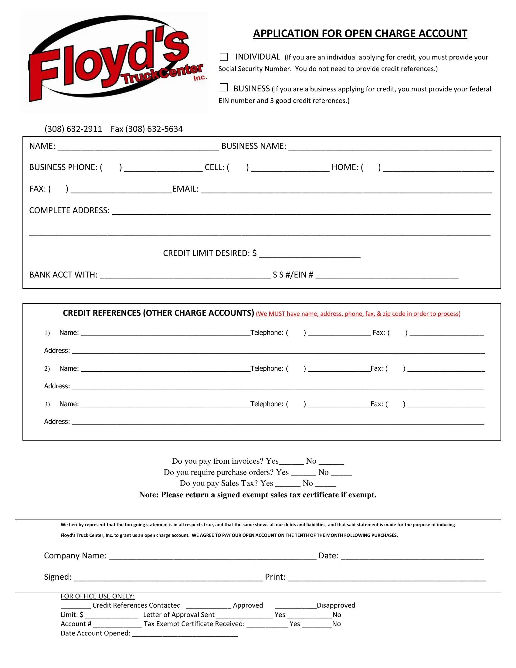 Charge Account Form ≡ Fill Out Printable PDF Forms Online