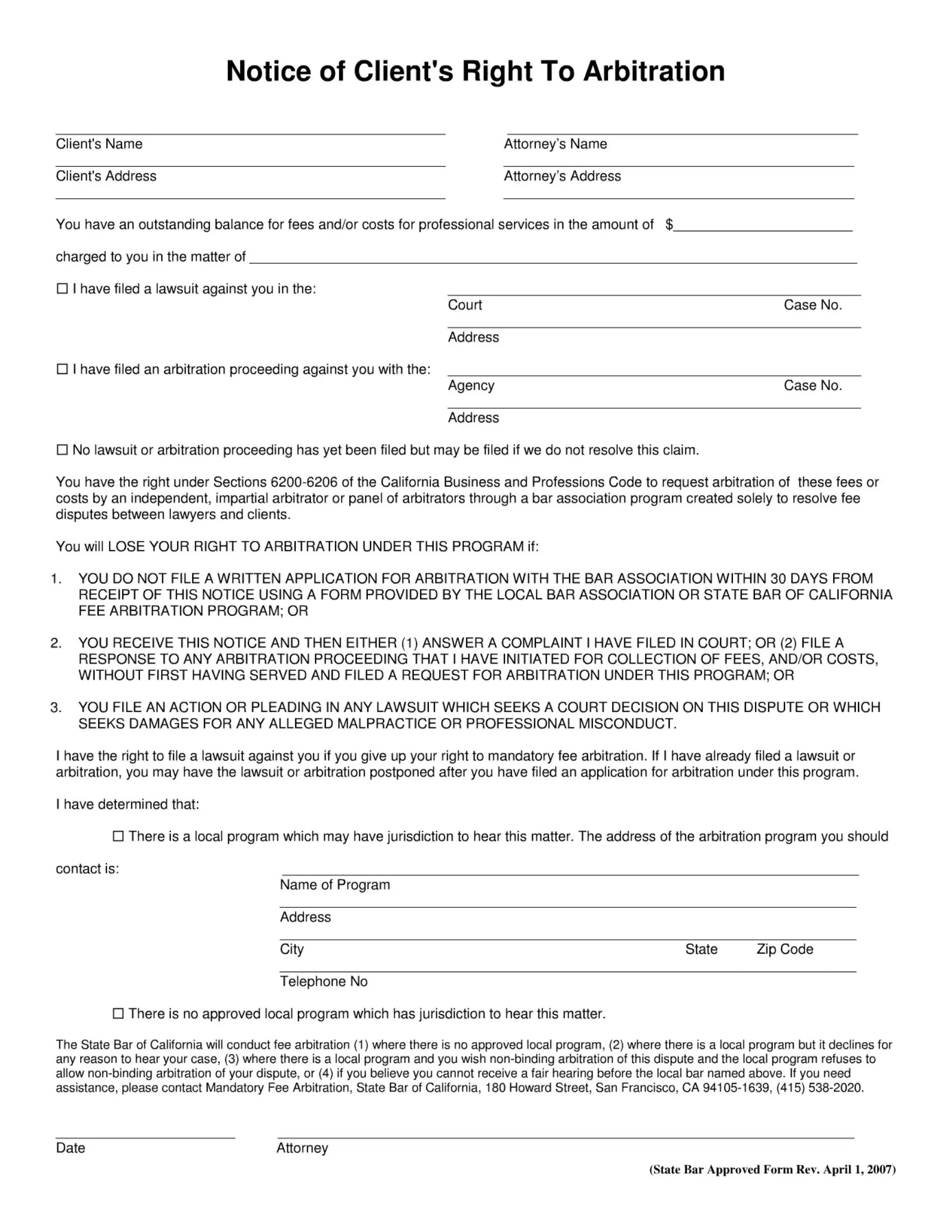 Client Arbitration Form ≡ Fill Out Printable PDF Forms Online