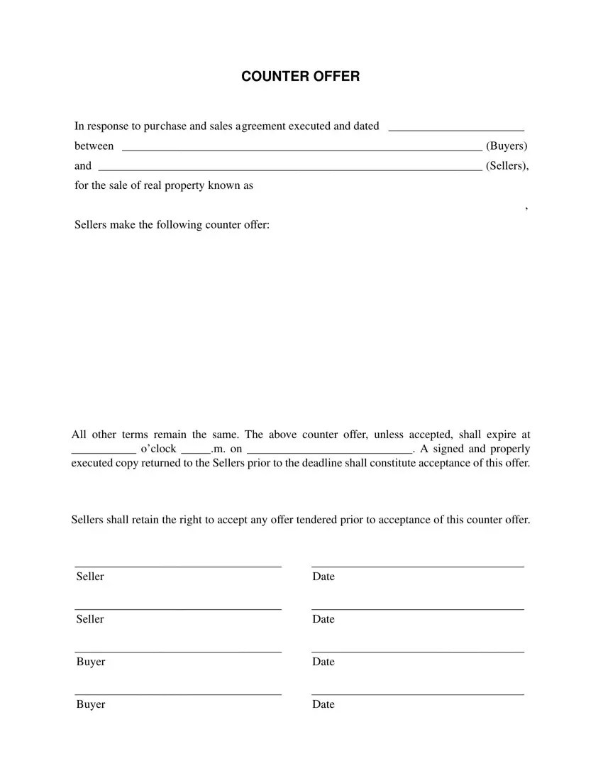 Counter Offer Form ≡ Fill Out Printable PDF Forms Online