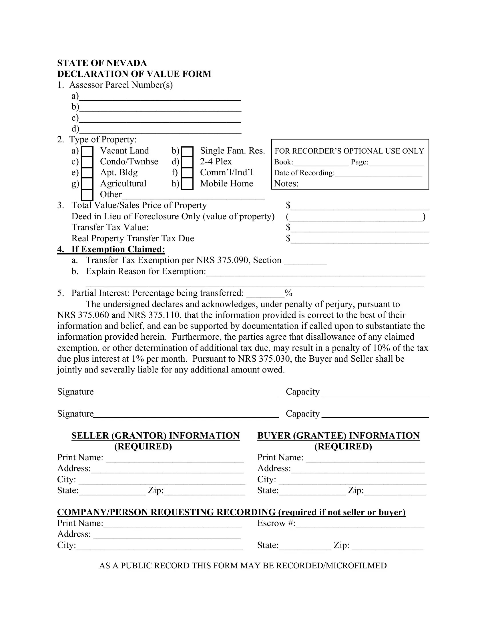 Declaration Nv Form ≡ Fill Out Printable PDF Forms Online