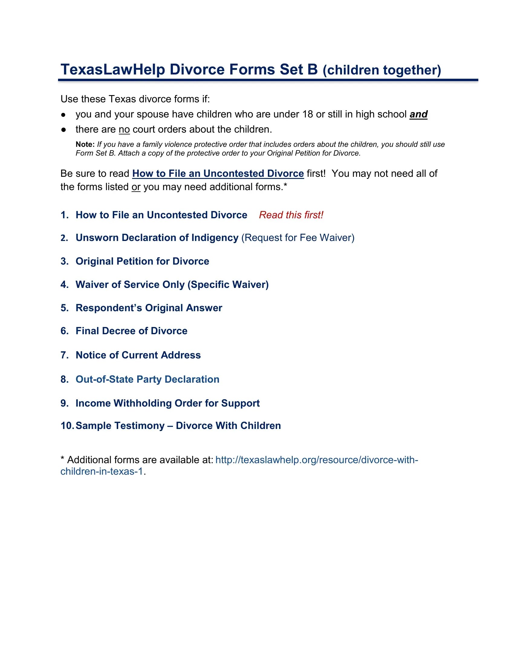 Divorce Set B Form ≡ Fill Out Printable PDF Forms Online