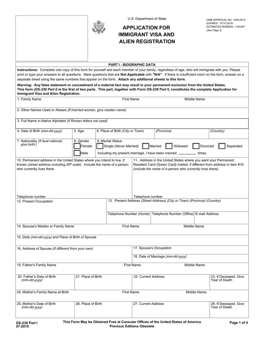 Ds 230 Form ≡ Fill Out Printable PDF Forms Online