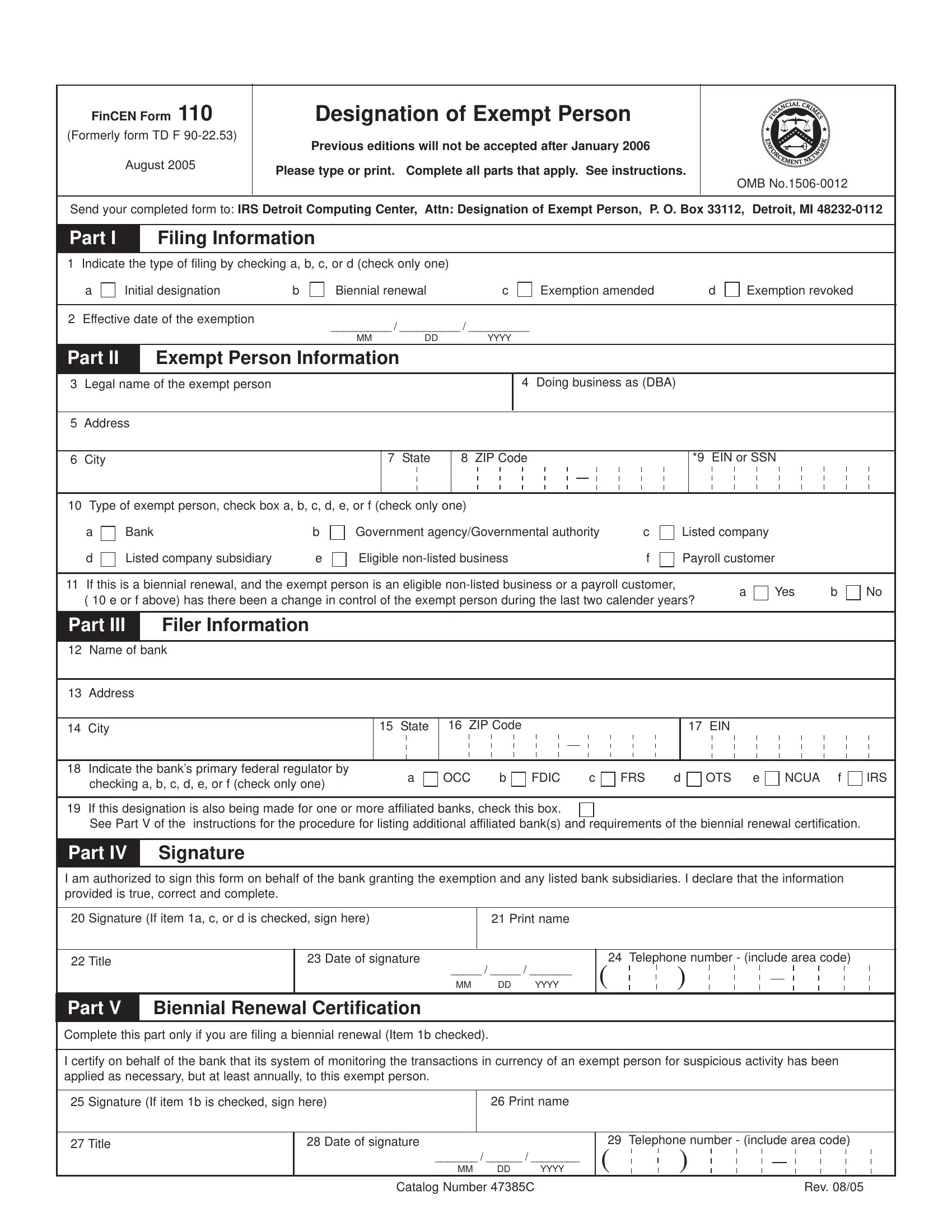 Fincen Form 110 ≡ Fill Out Printable PDF Forms Online