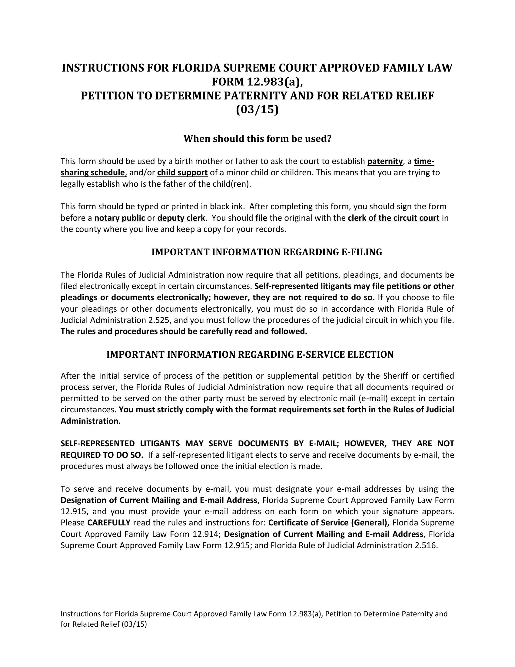 Florida Petitioner Form ≡ Fill Out Printable PDF Forms Online