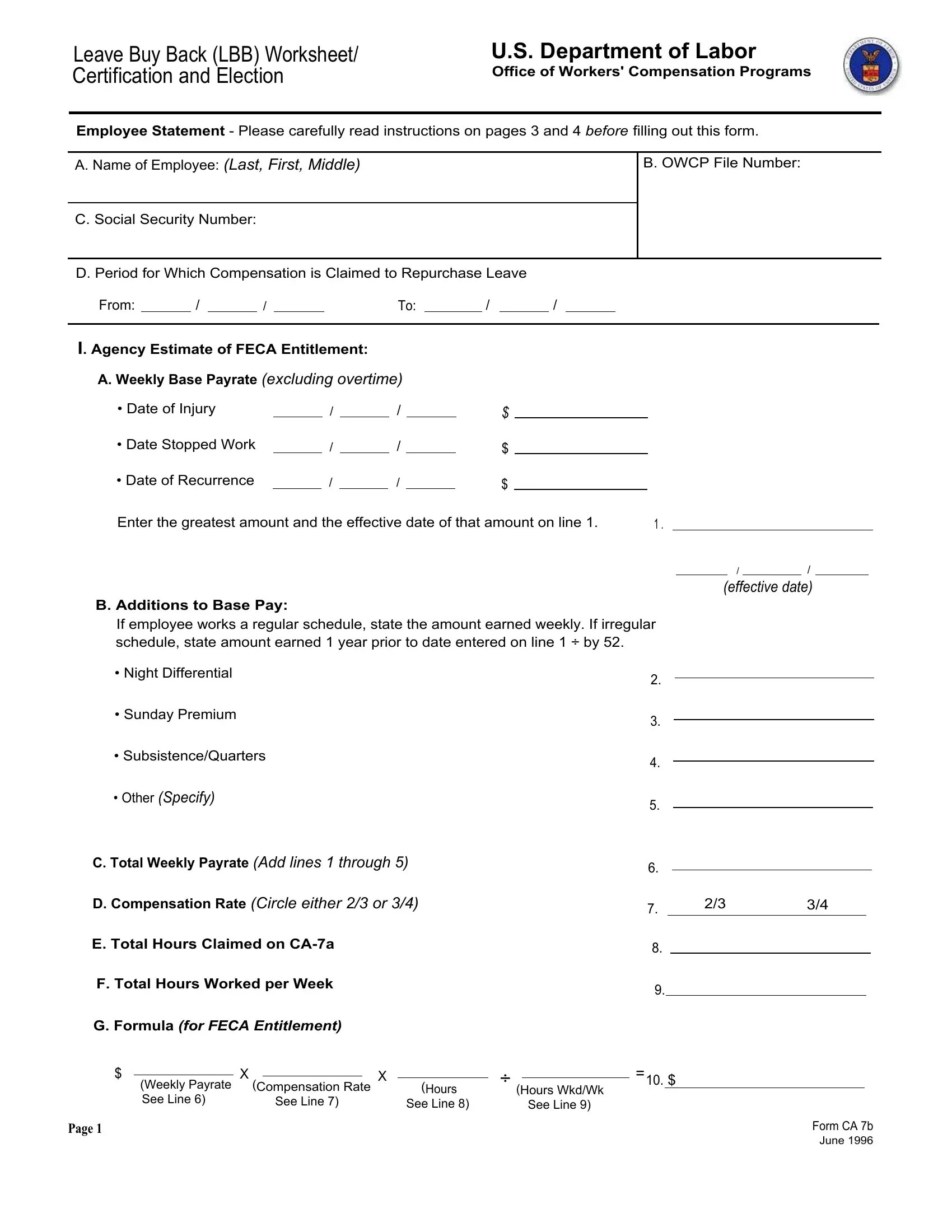 Form Ca 7B ≡ Fill Out Printable PDF Forms Online