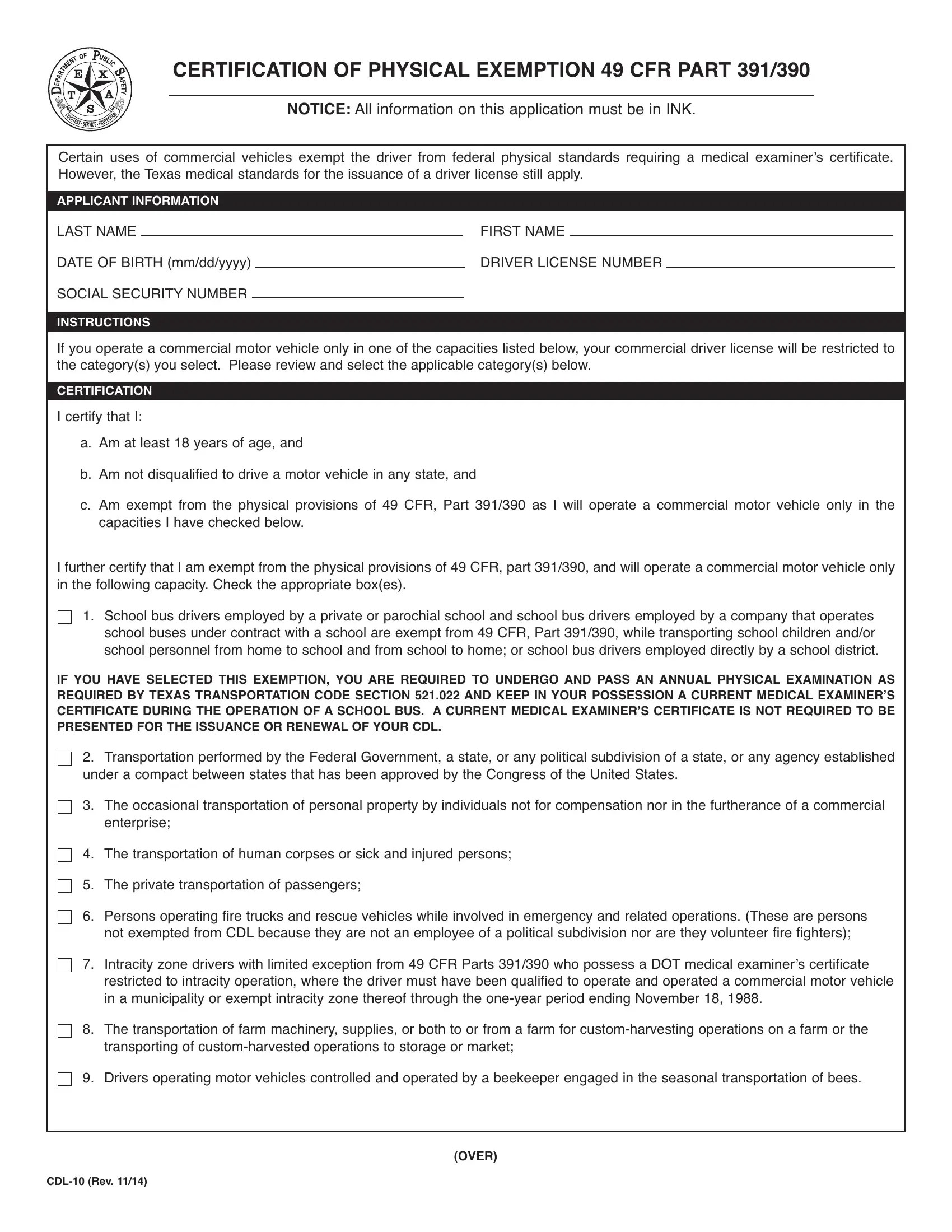 Form Cdl 10 ≡ Fill Out Printable PDF Forms Online