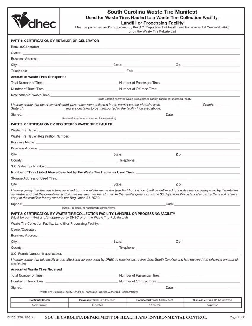 Form Dhec 2738 ≡ Fill Out Printable PDF Forms Online