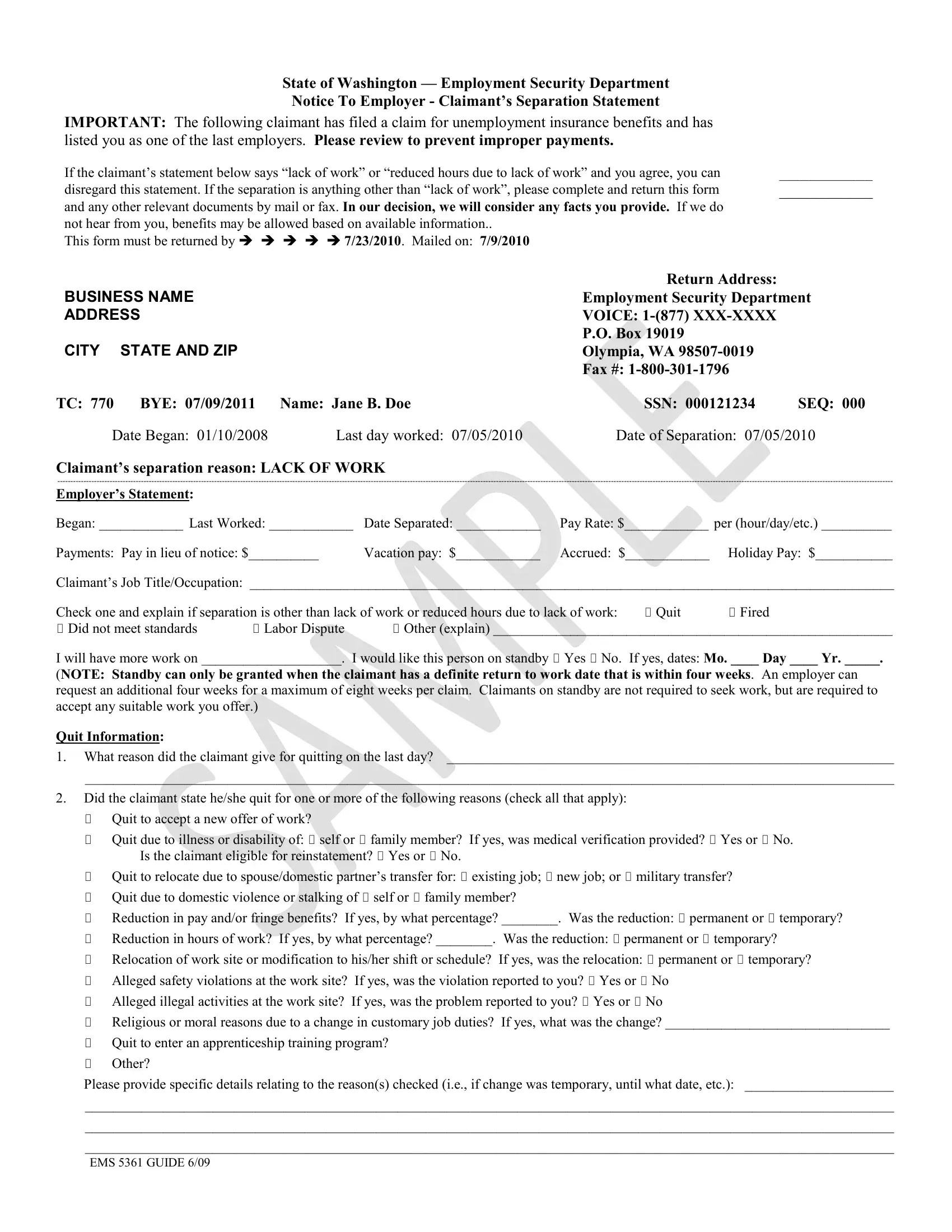Form Ems 5361 ≡ Fill Out Printable PDF Forms Online
