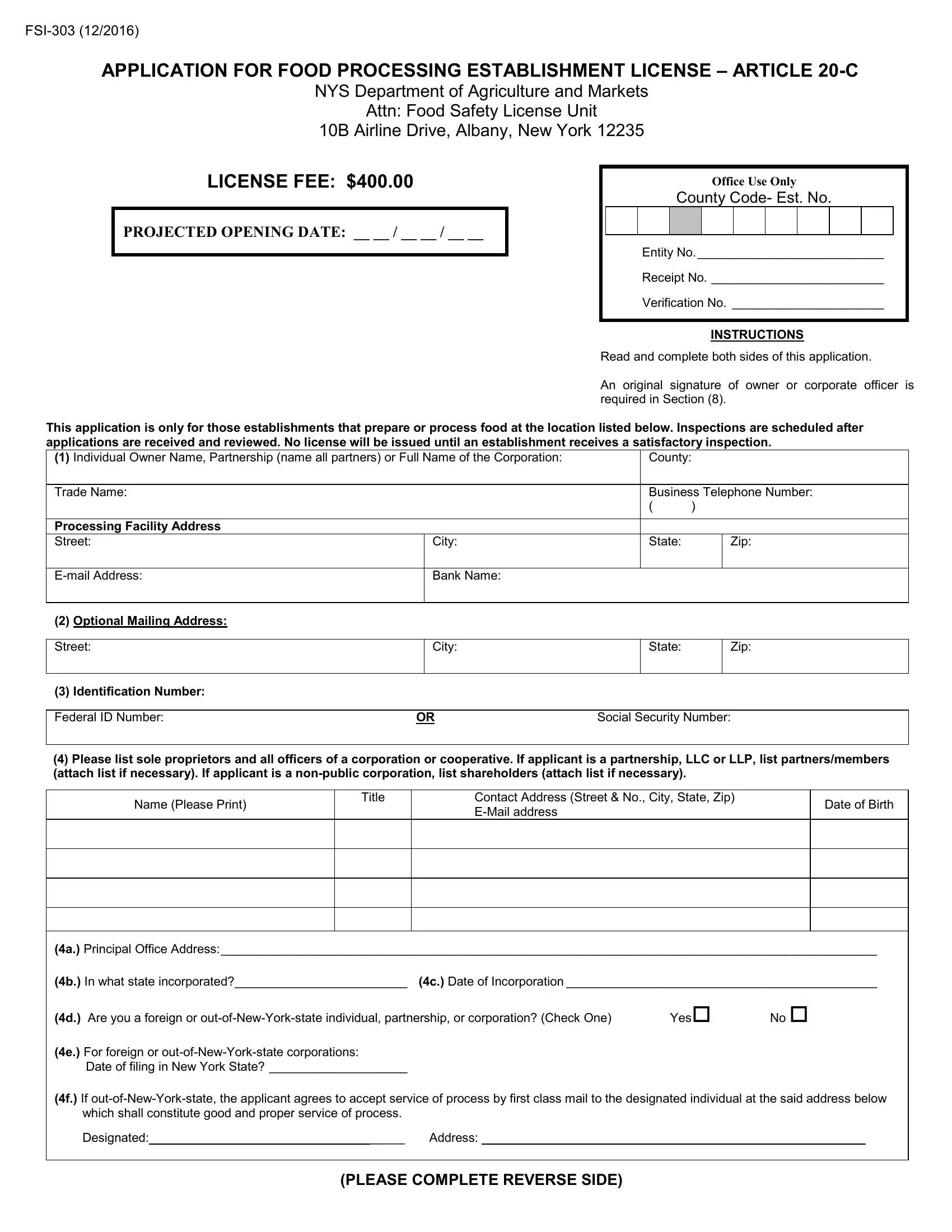 Form Fsi 303 ≡ Fill Out Printable PDF Forms Online