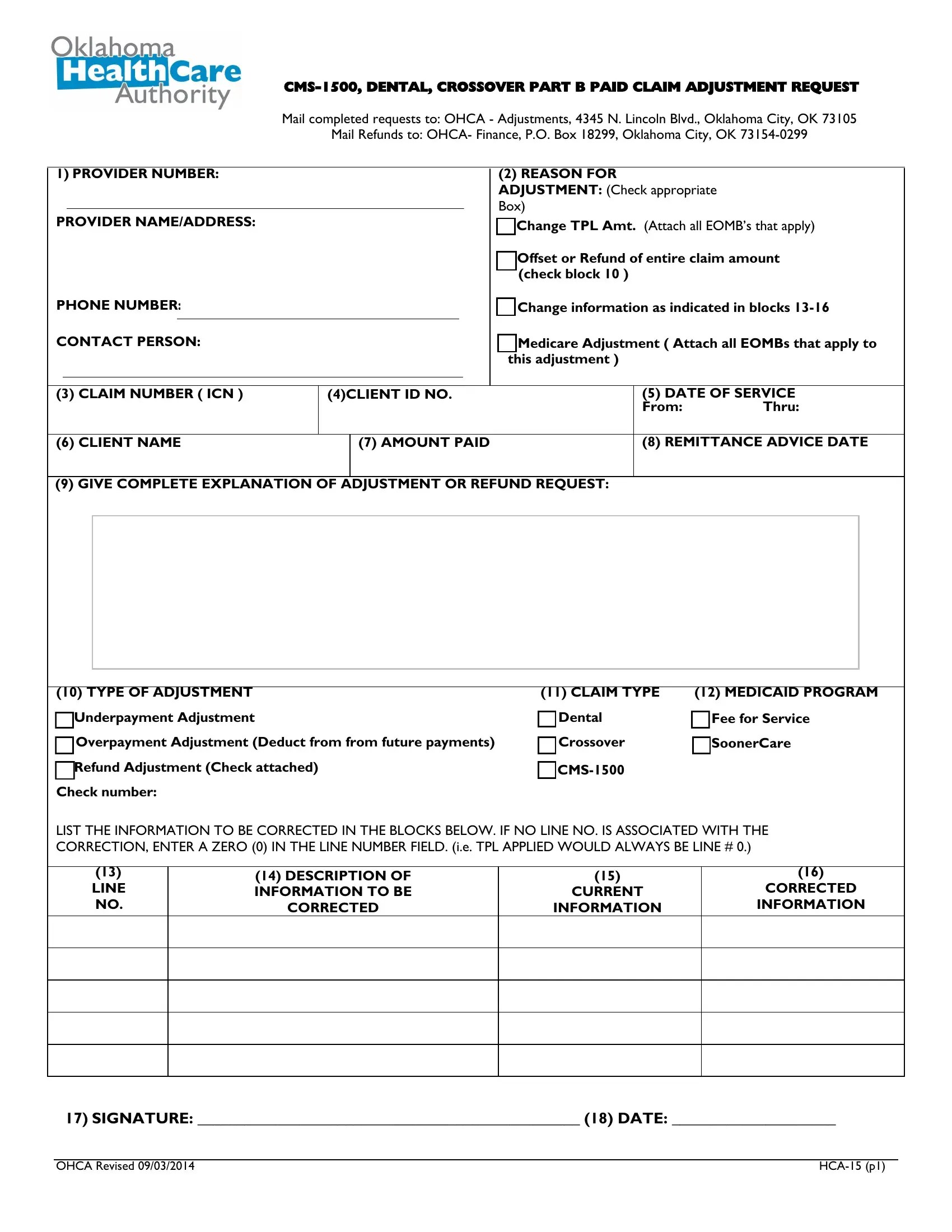 Form Hca 15 ≡ Fill Out Printable PDF Forms Online